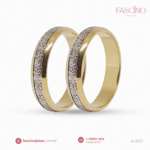 Aliança Bodas de Prata Azienda em Ouro 18Klt